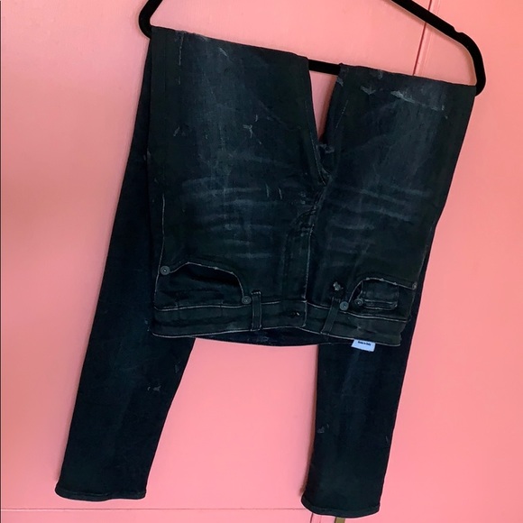 R13 distressed stretchy wax black skinny jeans 27 - Picture 1 of 6